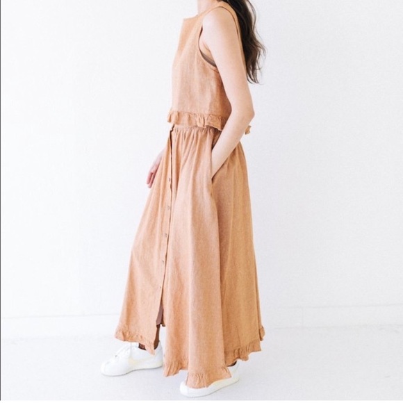 Rylee + Cru Oceanside Orange Linen Blend Skirt - Picture 2 of 8